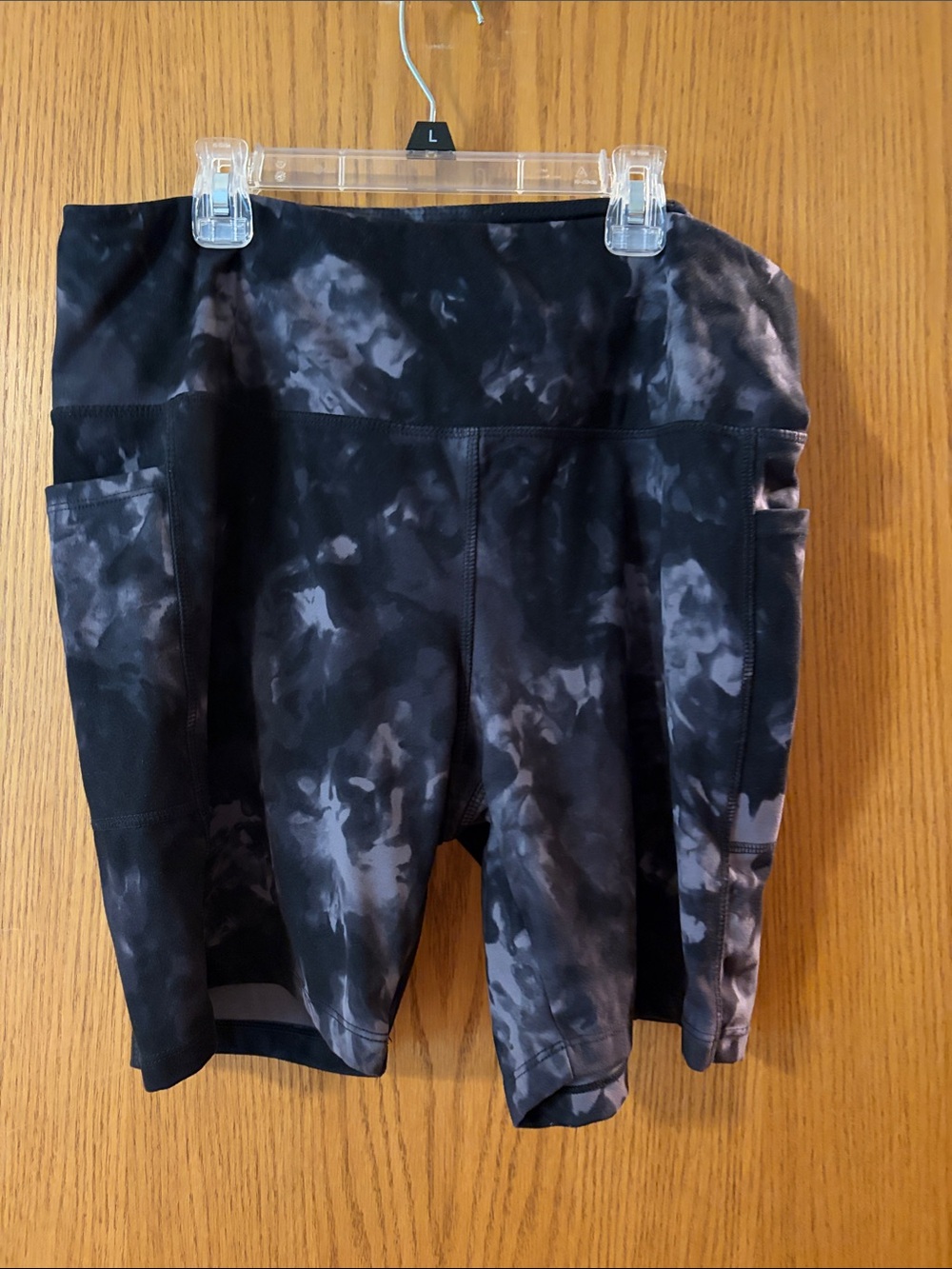 Danskin Black & Gray Tie-Dye Bike Shorts